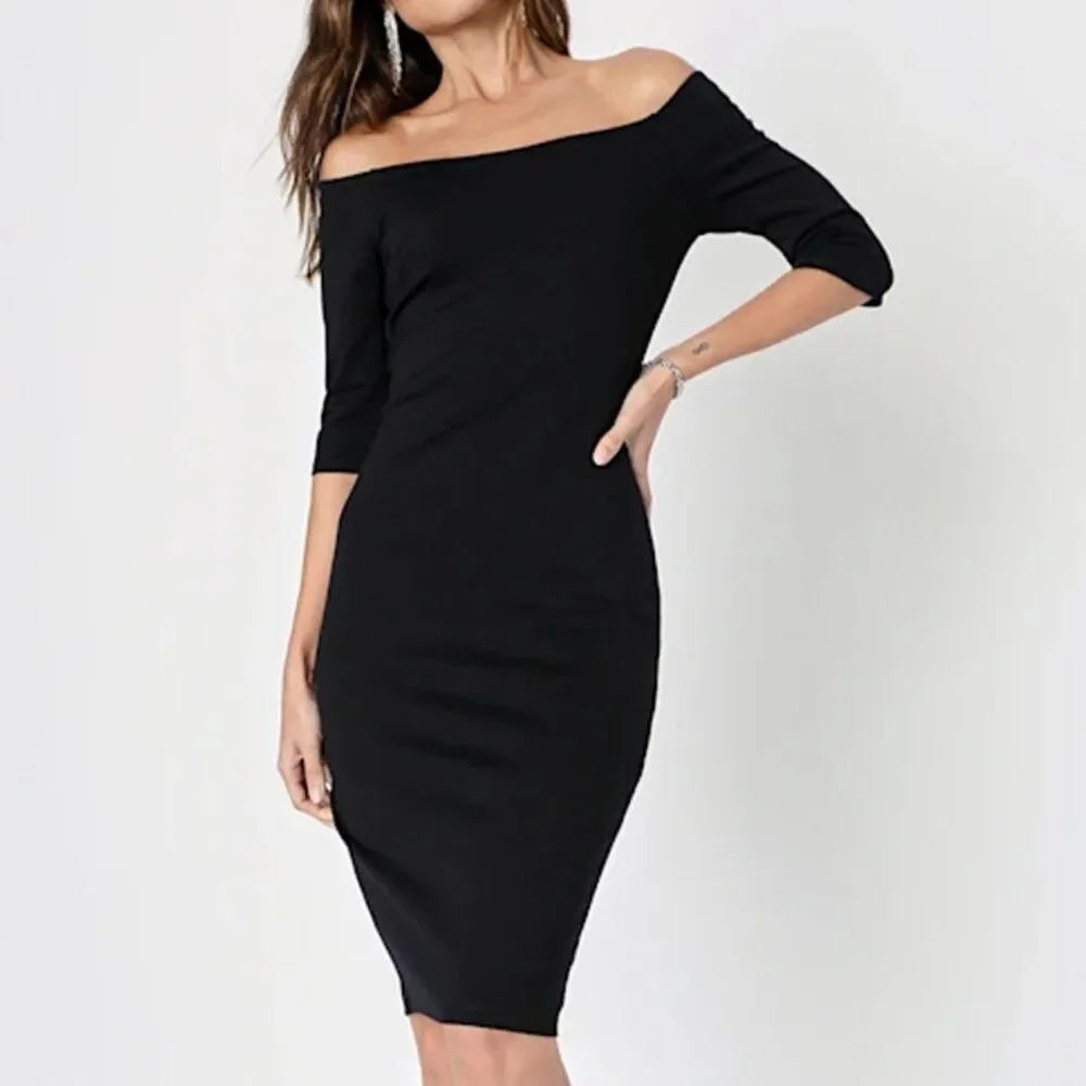 Lulus Girl Can't Help It Off-the-Shoulder Midi Dress
